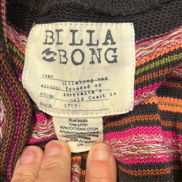 Billabong Pink and Gray Knit Cardigan Sweater - Picture 4 of 5